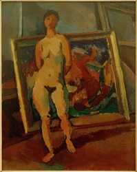 Weiblicher Akt im Atelier